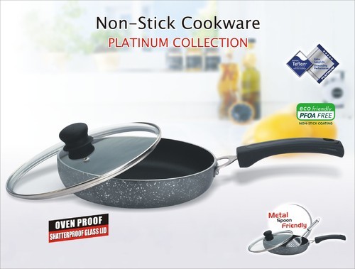 OK Non Stick Fry Pan 1.4 Ltr with Glass Lid Platinum Collection Large-0