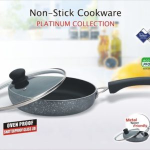 OK Non Stick Fry Pan 2.0 Ltr with Glass Lid Platinum Collection Family-0