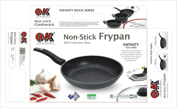 OK Marble Stone Non Stick Fry Pan 1.5 Ltr with Glass Lid-0