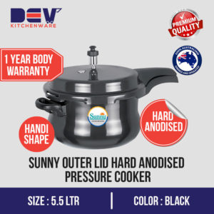Sunny Outer Lid handi Shape 5.5 Ltr Hard Anodised pressure cooker-0