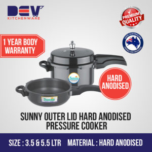 Sunny Outer Lid 3.5 & 5.5 Ltr Hard Anodised Pressure Cooker Combi Pack-0