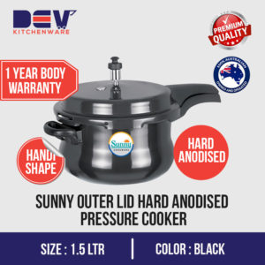Sunny Outer Lid handi shape 1.5 Ltr Hard Anodised Pressure Cooker-0