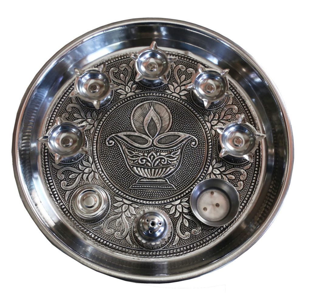 11” Oxodised Puja Pooja Aarti Thali - Dev Kitchenware