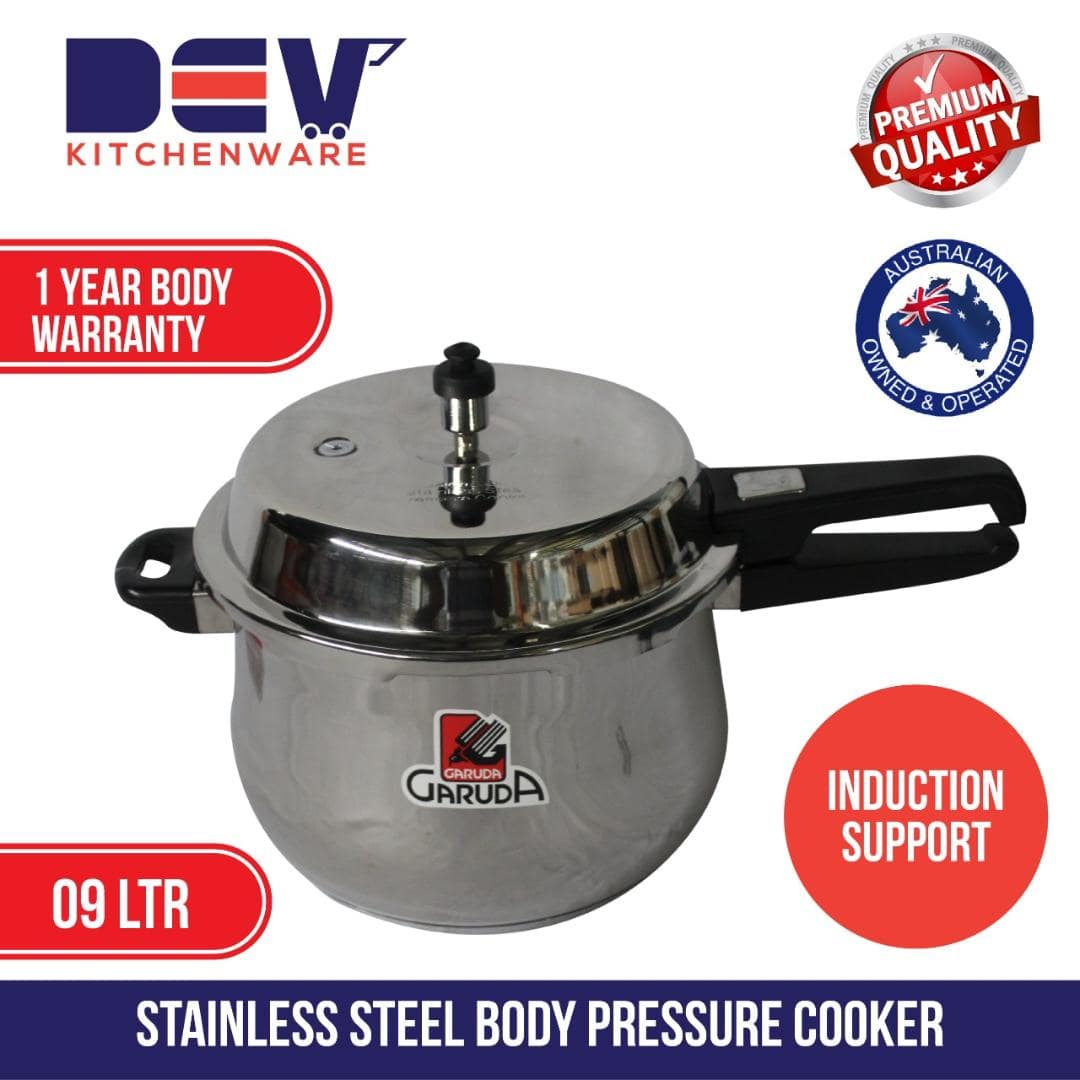 Big 9 Ltrs induction Stainless Steel Pressure cooker 9 L - Dev Kitchenware