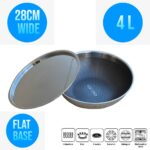 Honeycomb Hybrid Coated Non Stick Stainless Steel Deep Cooking Wok 28CM 4 L with Stainless Steel Lid